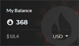 CurseForge balance screenshot showing 18.4 USD.